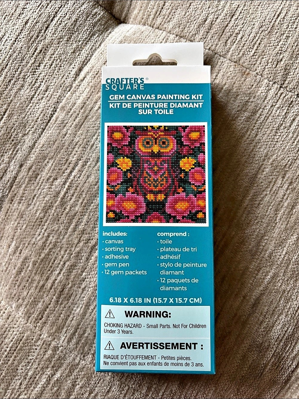 NEW Crafter's Square Gem Canvas Painting Kit Floral Owl